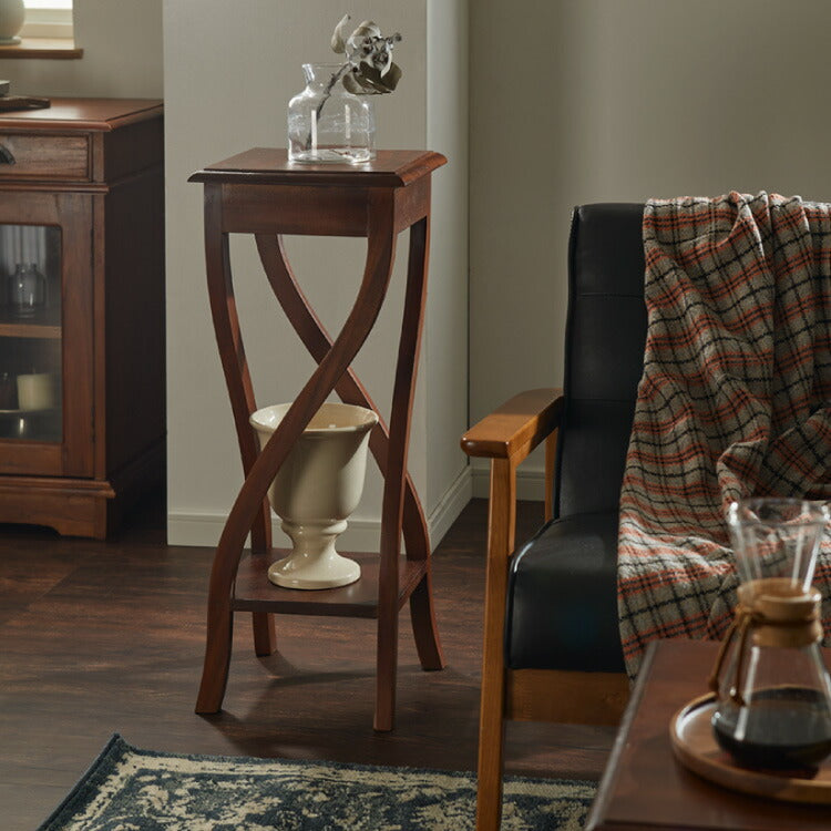 スタンド 幅30cm マホガ二ー 北欧 ヴィンテージ 天然木 高級感 完成品 アンティーク モダン 収納家具 おしゃれ インテリア 木製 イニュルスタンド フラワースタンド デザイン コロニアル(代引不可)