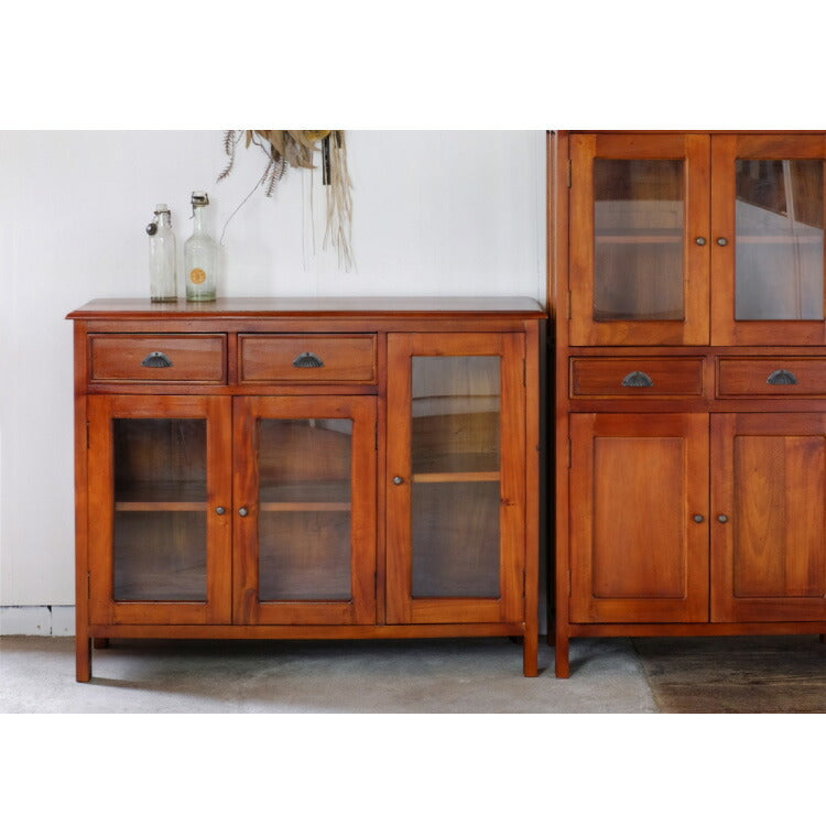 キャビネット 幅110cm 北欧 ヴィンテージ 天然木 マホガ二ー 高級感 完成品 アンティーク モダン 収納家具 おしゃれ インテリア 木製 テーブル 机 リビング ダイニング 棚 収納 コロニアル(代引不可)