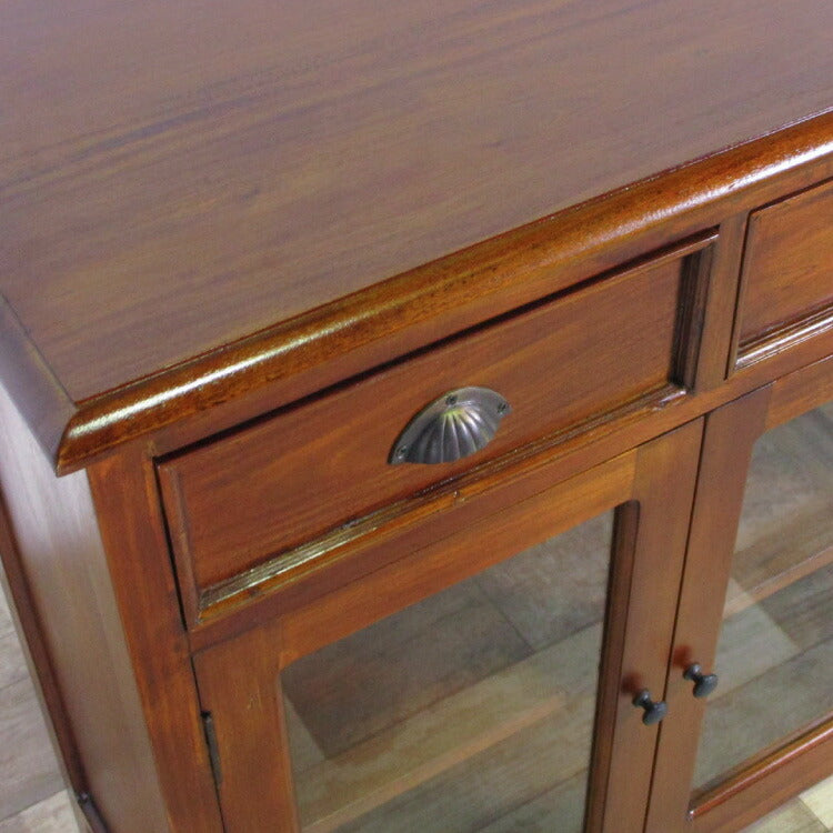 キャビネット 幅110cm 北欧 ヴィンテージ 天然木 マホガ二ー 高級感 完成品 アンティーク モダン 収納家具 おしゃれ インテリア 木製 テーブル 机 リビング ダイニング 棚 収納 コロニアル(代引不可)