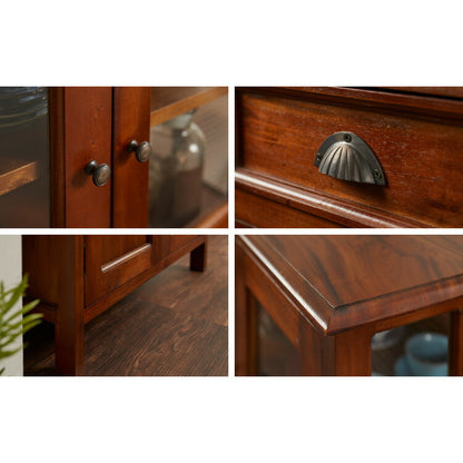 ハイキャビネット 幅75cm 北欧 ヴィンテージ 天然木 マホガ二ー 高級感 完成品 アンティーク モダン 収納家具 おしゃれ インテリア 木製 テーブル リビング ダイニング 棚 収納 デザイン コロニアル(代引不可)