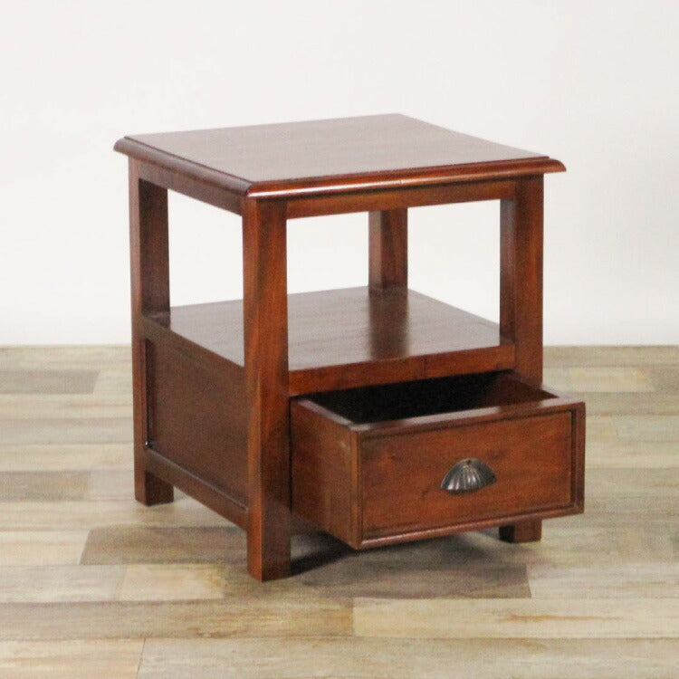 サイドテーブル 幅42cm 高級品 北欧 ヴィンテージ 天然木 マホガ二ー 完成品 アンティーク モダン センターテーブル ローテーブル 家族 リビング ダイニング 寝室 コロニアル(代引不可)