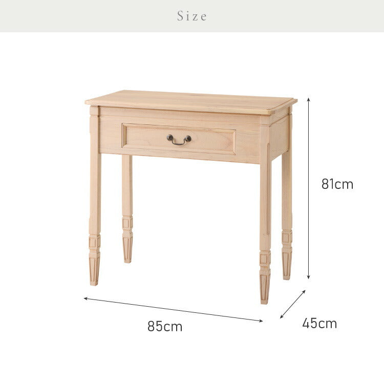 デスク コンソールデスク 幅85cm 完成品 木製 引き出し 収納 北欧 ナチュラル ミンディ 無垢材 パソコンデスク 手作り モダン 木製 机 テーブル おしゃれ インテリア リビング ダイニング(代引不可)