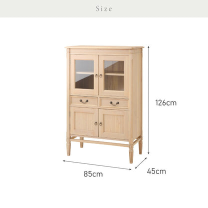 キャビネット 幅85cm 完成品 ハイキャビネット 木製 棚 収納 チェスト リビングボード ナチュラル ミンディ 無垢材 大容量 インテリア おしゃれ 北欧 リビング ダイニング 収納家具(代引不可)