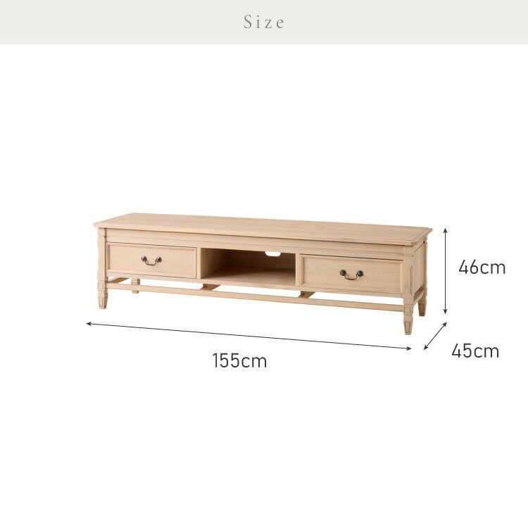 ローボード 幅155cm 完成品 テレビ台 サイドボード リビングボード ナチュラル ミンディ 無垢材 手作り モダン 木製 おしゃれ 北欧 インテリア リビング ダイニング 収納家具 テレビラック(代引不可)