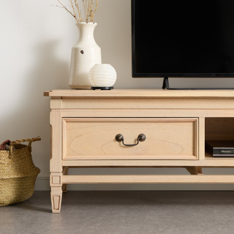 ローボード 幅155cm 完成品 テレビ台 サイドボード リビングボード ナチュラル ミンディ 無垢材 手作り モダン 木製 おしゃれ 北欧 インテリア リビング ダイニング 収納家具 テレビラック(代引不可)