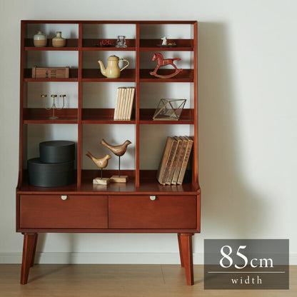 シェルフ 幅85cm 北欧 ヴィンテージ 天然木 マホガニー 完成品 おしゃれ モダン ラック 木製 リビング収納 収納棚 オープンラック オープンシェルフ リビングシェルフ 収納ラック AVA アヴァ(代引不可)