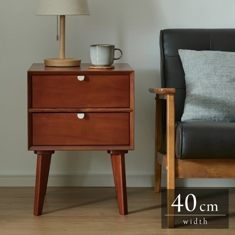 サイドテーブル 幅40cm 北欧 ヴィンテージ 天然木 マホガニー 完成品 サイドボード ナイトテーブル 収納家具 おしゃれ モダン  木製 コーヒーテーブル 高級感 ソファサイド ベッドサイド AVA アヴァ(代引不可)