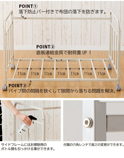 布団ラック3段階調整 耐荷重 50kg 布団落下防止機能 ストッパー機能キャスター付き ふとん収納 布団 棚 毛布 マットレス 収納 ウォークイン クローゼット 布団収納ラック 台 押し入れ収納