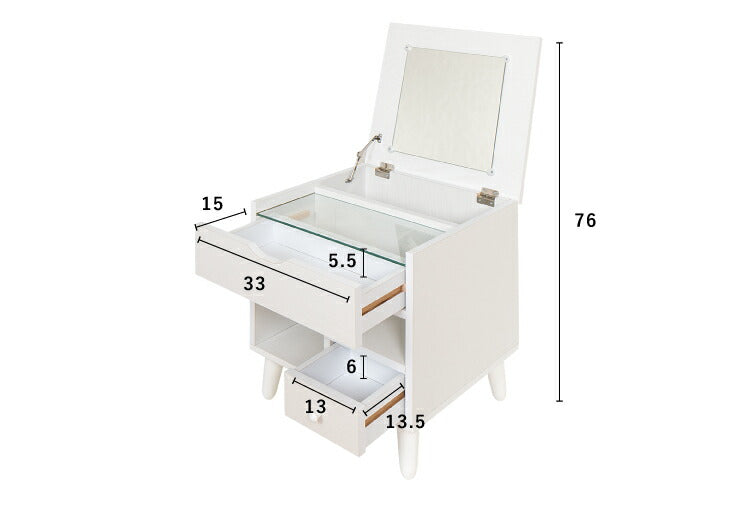 ドレッサー ミニドレッサー メイクボックス メイク台 化粧台 鏡台 鏡 ミラー 一面ドレッサー アクセサリー収納 サイドテーブル(代引不可)