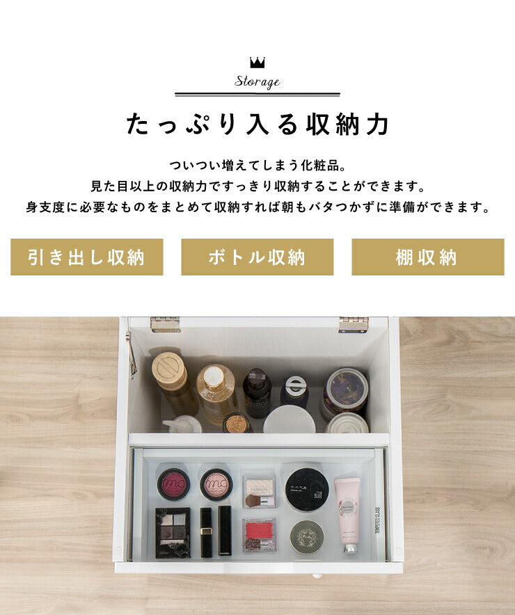 ドレッサー ミニドレッサー メイクボックス メイク台 化粧台 鏡台 鏡 ミラー 一面ドレッサー アクセサリー収納 サイドテーブル(代引不可)