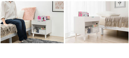 ドレッサー ミニコスメテーブル メイクボックス マガジンラック アクセサリー収納 サイドテーブル ガラステーブル チェスト(代引不可)