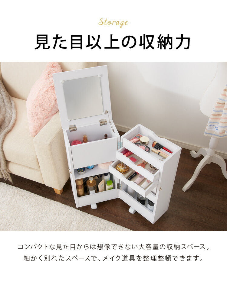 完成品 ドレッサー デスク テーブル 化粧台 ミラー付き 収納ワゴン コスメワゴン キャスター付き 鏡付き 収納 シンプル コンパクト ワゴン メイクボックス 大容量(代引不可)
