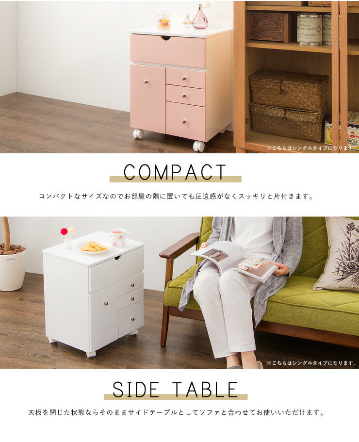 【完成品】ドレッサー コスメボックス 幅40 鏡付き ミラー 化粧台 鏡台 収納 北欧 木製 コスメワゴン メイクボックス おしゃれ 可愛い スリム(代引不可)