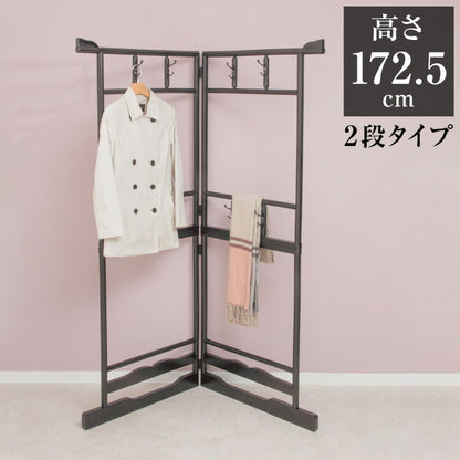 ハンガーラック 衣桁 二段タイプ 和服 和室 向け 耐荷重15kg 洋服掛け 衣桁 クローゼット 衣替え 片付け 衣類収納 ハンガーラック(代引不可)