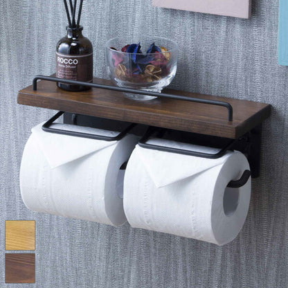 トイレットペーパーホルダー 2個掛け おしゃれ スタイリッシュ 落下防止 トイレットペーパー置き 壁掛け ヴィンテージ(代引不可)