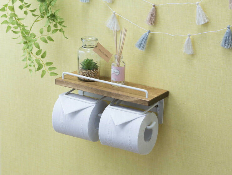 トイレットペーパーホルダー 2個掛け おしゃれ スタイリッシュ 落下防止 トイレットペーパー置き 壁掛け ヴィンテージ(代引不可)