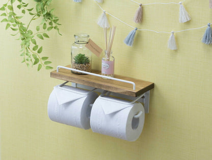 トイレットペーパーホルダー 2個掛け おしゃれ スタイリッシュ 落下防止 トイレットペーパー置き 壁掛け ヴィンテージ(代引不可)