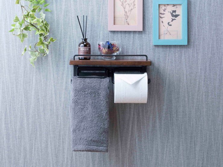 トイレットペーパーホルダー 2個掛け おしゃれ スタイリッシュ 落下防止 トイレットペーパー置き 壁掛け ヴィンテージ(代引不可)