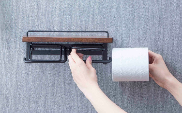 トイレットペーパーホルダー 2個掛け おしゃれ スタイリッシュ 落下防止 トイレットペーパー置き 壁掛け ヴィンテージ(代引不可)