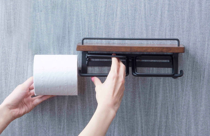 トイレットペーパーホルダー 2個掛け おしゃれ スタイリッシュ 落下防止 トイレットペーパー置き 壁掛け ヴィンテージ(代引不可)