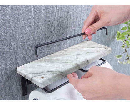トイレットペーパーホルダー ダブル ペーパーホルダー 収納 大理石調 おしゃれ トイレ収納 収納 シンプル 台付き スタイリッシュ(代引不可)