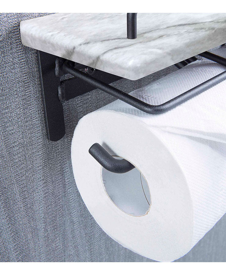 トイレットペーパーホルダー ダブル ペーパーホルダー 収納 大理石調 おしゃれ トイレ収納 収納 シンプル 台付き スタイリッシュ(代引不可)