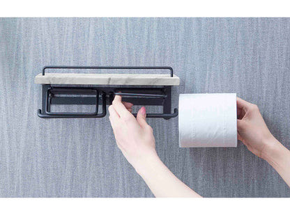 トイレットペーパーホルダー ダブル ペーパーホルダー 収納 大理石調 おしゃれ トイレ収納 収納 シンプル 台付き スタイリッシュ(代引不可)