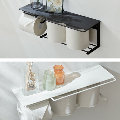 トイレットペーパーホルダー おしゃれ スタイリッシュ 落下防止 トイレットペーパー置き 壁掛け ヴィンテージ 収納付き 棚付き 天然木 アイアン