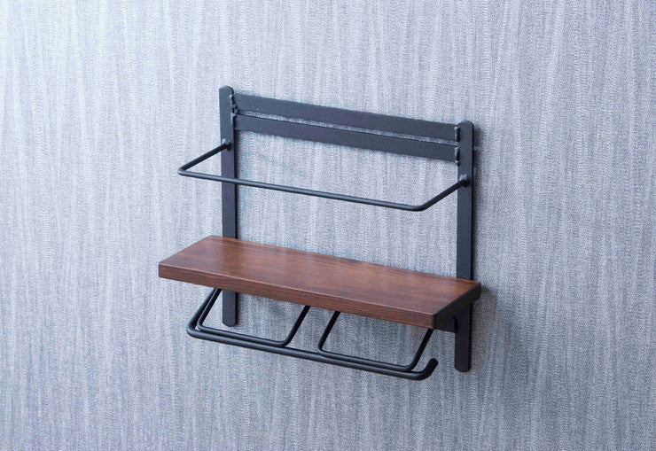 トイレットペーパーホルダー おしゃれ スタイリッシュ 新聞置き付き ボトル置き付き 落下防止 トイレットペーパー置き 壁掛け ヴィンテージ(代引不可)