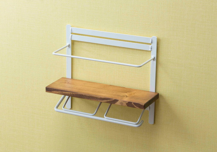 トイレットペーパーホルダー おしゃれ スタイリッシュ 新聞置き付き ボトル置き付き 落下防止 トイレットペーパー置き 壁掛け ヴィンテージ(代引不可)