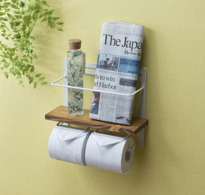 トイレットペーパーホルダー おしゃれ スタイリッシュ 新聞置き付き ボトル置き付き 落下防止 トイレットペーパー置き 壁掛け ヴィンテージ(代引不可)