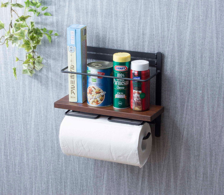 トイレットペーパーホルダー おしゃれ スタイリッシュ 新聞置き付き ボトル置き付き 落下防止 トイレットペーパー置き 壁掛け ヴィンテージ(代引不可)