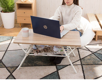 テーブル 折りたたみ ローテーブル センターテーブル 幅75cm リビングテーブル 折り畳みローテーブル 折れ脚テーブル デスク ローデスク 木製折りたたみテーブル シンプル 折り畳み 棚付き 完成品(代引不可)