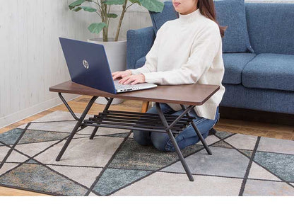 テーブル 折りたたみ ローテーブル センターテーブル 幅75cm リビングテーブル 折り畳みローテーブル 折れ脚テーブル デスク ローデスク 木製折りたたみテーブル シンプル 折り畳み 棚付き 完成品(代引不可)