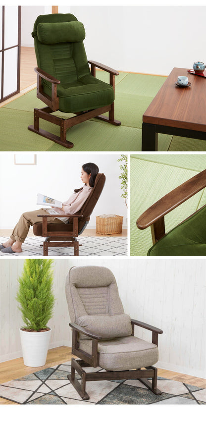 折りたたみ式 木肘 回転 高座椅子 座椅子 リクライニング 高齢者 ヘッドレスト付き チェア パーソナルチェア リクライニングチェア 北欧 おしゃれ(代引不可)