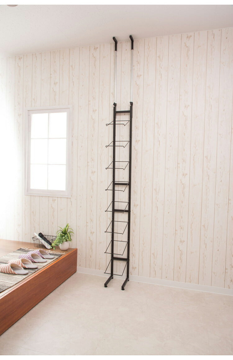 シューズラック 魅せるシューズラック 8足 突っ張り式 収納 棚 靴ラック 収納 ラック 玄関 ラック 玄関棚 おしゃれ 竹製 コンパクト オープンラック しっかり 省 スペース(代引不可)