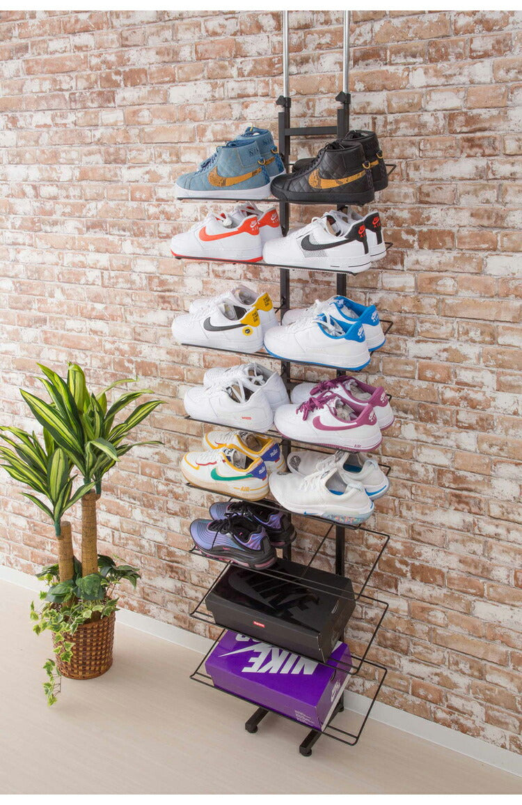 シューズラック 魅せるシューズラック 16足 突っ張り式 収納 棚 靴ラック 収納 ラック 玄関 ラック 玄関棚 おしゃれ 竹製 コンパクト オープンラック しっかり 省 スペース(代引不可)