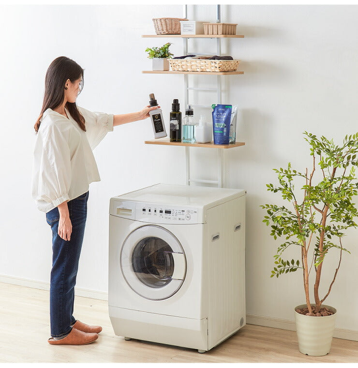 突っ張り式 棚3枚 洗濯機ラック つっぱり 洗濯機 ラック 収納 収納棚 ランドリー ランドリーラック 収納ラック ランドリー収納(代引不可)