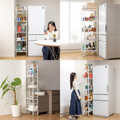 すき間収納 幅が伸縮するすき間ラック スリムタイプ 幅22~36.5cm 奥行48cm 16段階高さ調整 耐荷重5kg 隙間 キッチン収納 スリムラック キッチンラック スリム 新生活 トールワゴン Lサイズ(代引不可)