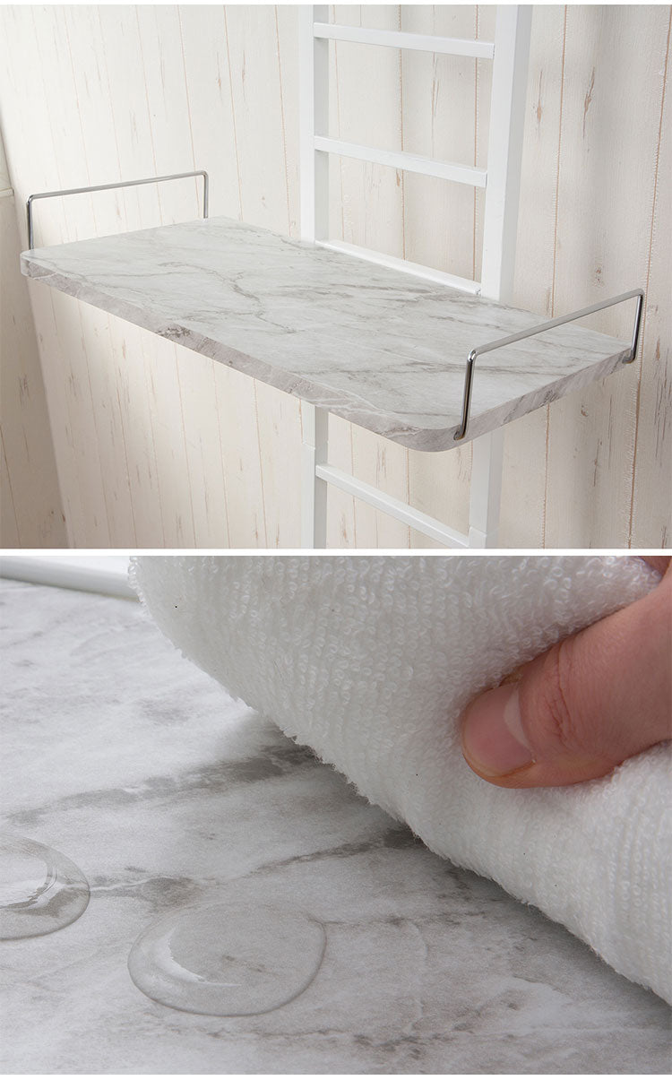 伸縮 突っ張りランドリーラック 大理石柄 2枚 ワイヤー付き バスケット 防水パン対応 突っ張り 突っ張り式ランドリーラック バスケット カゴ 洗濯 洗濯機 ラック ランドリー収納 洗面所 フラット棚(代引不可)