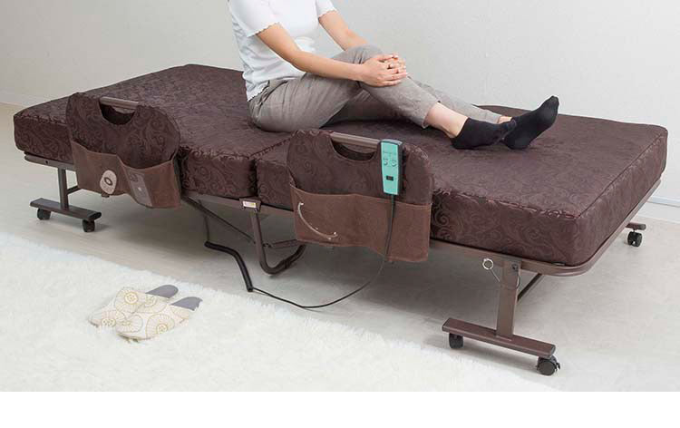 コイルスプリング 折りたたみ　電動ベッド 極厚13cm 高反発ウレタン使用　キャスター付き 電動ベッド 介護ベッド 折りたたみ 電動リクライニングベッド 電動 折りたたみベッド 折り畳み 介護用ベット 介護用 簡易ベッド  TS-2270P(代引不可)