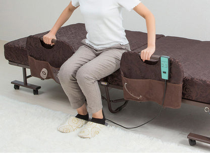 コイルスプリング 折りたたみ　電動ベッド 極厚13cm 高反発ウレタン使用　キャスター付き 電動ベッド 介護ベッド 折りたたみ 電動リクライニングベッド 電動 折りたたみベッド 折り畳み 介護用ベット 介護用 簡易ベッド  TS-2270P(代引不可)