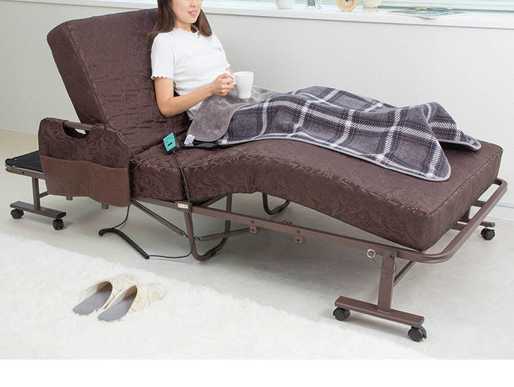 コイルスプリング 折りたたみ　電動ベッド 極厚13cm 高反発ウレタン使用　キャスター付き 電動ベッド 介護ベッド 折りたたみ 電動リクライニングベッド 電動 折りたたみベッド 折り畳み 介護用ベット 介護用 簡易ベッド  TS-2270P(代引不可)