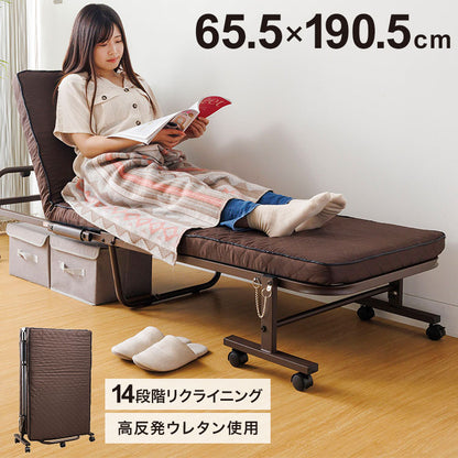 ベッド 折りたたみベッド コンパクト 小型ベッド スモール シングル 幅65 折り畳みベッド 簡易ベッド ベッドフレーム マットレス一体型 省スペース キャスター付き(代引不可)