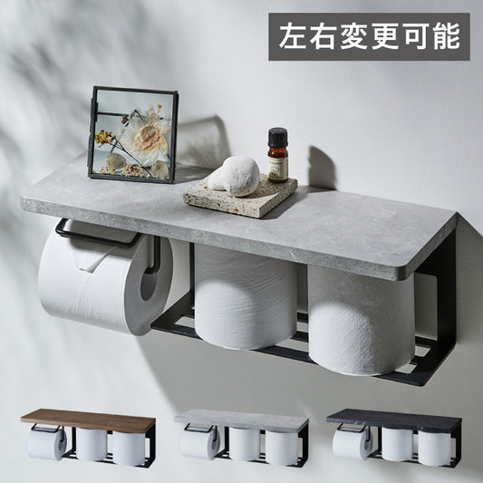 ストックできる 左右兼用 2way トイレットペーパーホルダー 2連 幅53cm 壁取り付け不要 3倍巻き ペーパーホルダー ホルダー カバー