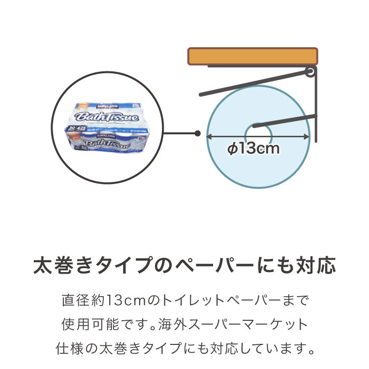 ストックできる 左右兼用 2way トイレットペーパーホルダー 2連 幅53cm 壁取り付け不要 3倍巻き ペーパーホルダー ホルダー カバー
