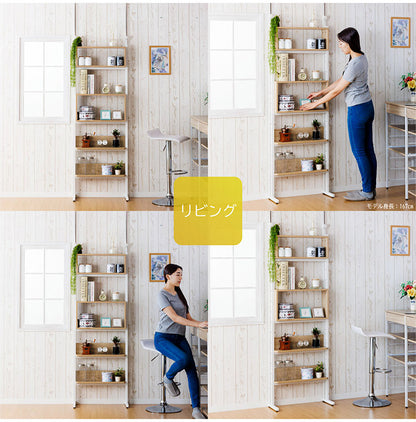 壁面収納 つっぱり ラック 14段階調節 つっぱりラック スリム 壁面収納ラック 薄型 本棚 木製 壁面収納棚 約 幅60 cm オープンラック つっぱり棚 突っ張り収納 単行本 壁面ラック 突っ張り(代引不可)