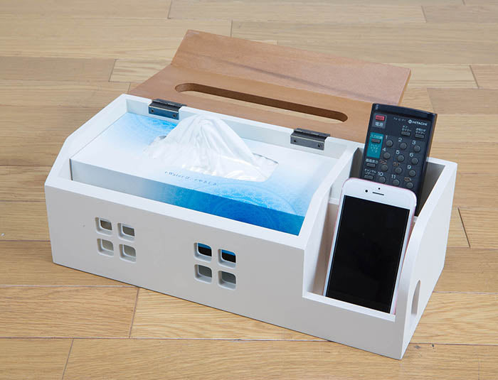 ティッシュボックス ティッシュ コンパクト リモコン入れ リモコン収納 おうちのティッシュボックス お家型 かわいい おしゃれ(代引不可)