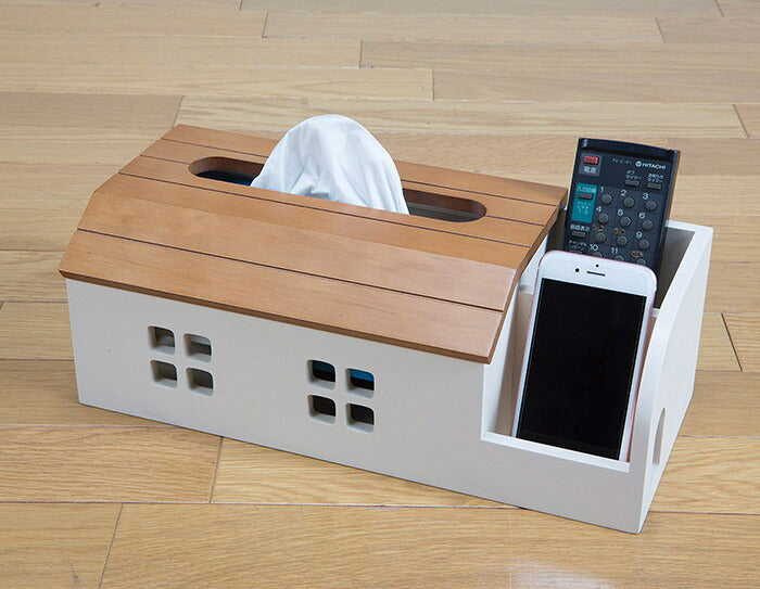 ティッシュボックス ティッシュ コンパクト リモコン入れ リモコン収納 おうちのティッシュボックス お家型 かわいい おしゃれ(代引不可)