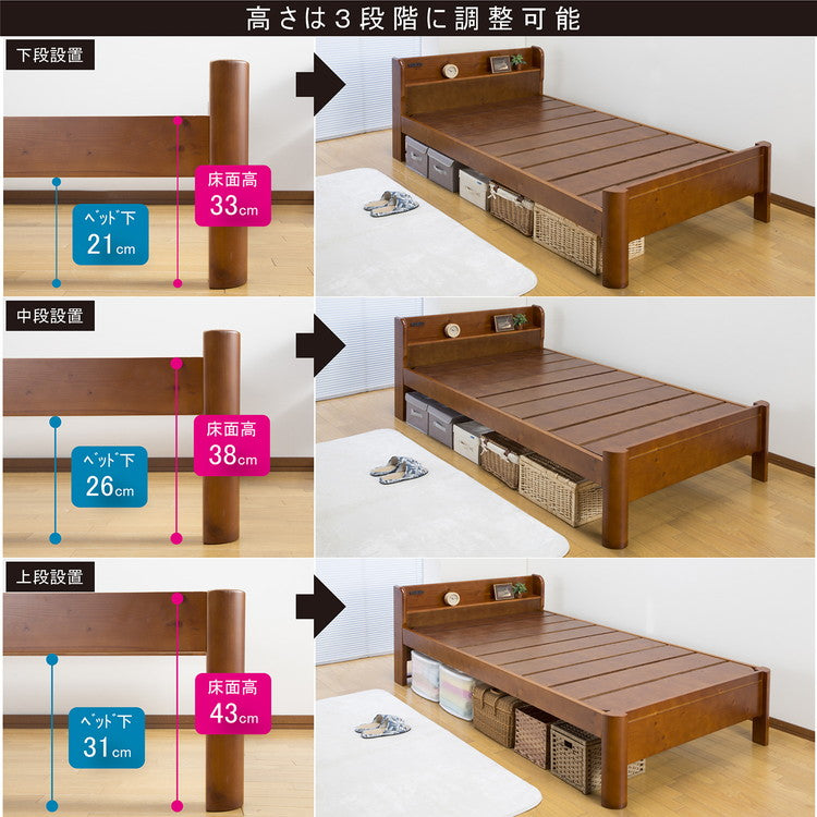 ヘッドボード付きすのこベッド ダブル 耐荷重600kg 天然木パイン すのこ シングルベッド シングルベット ベッド ベット すのこベット ローベット 木製 北欧(代引不可)
